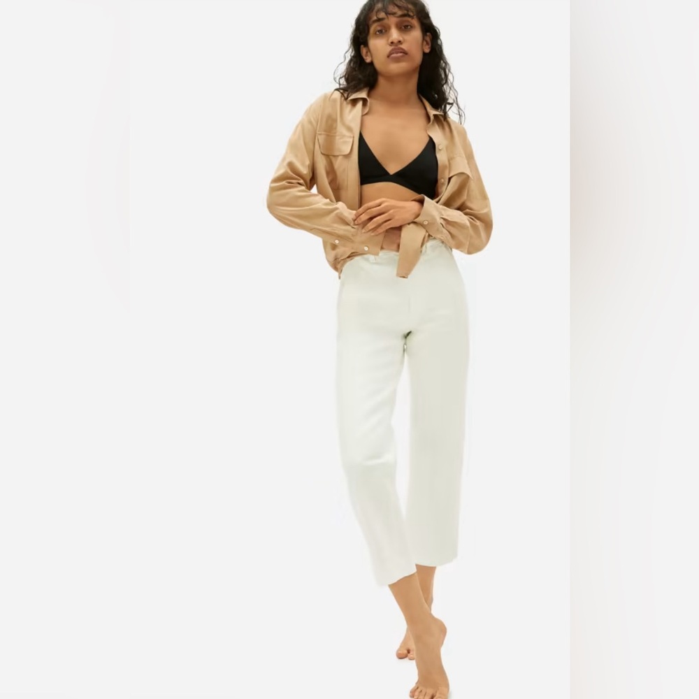 Everlane Bone Straight Leg Crop Regular White Jean